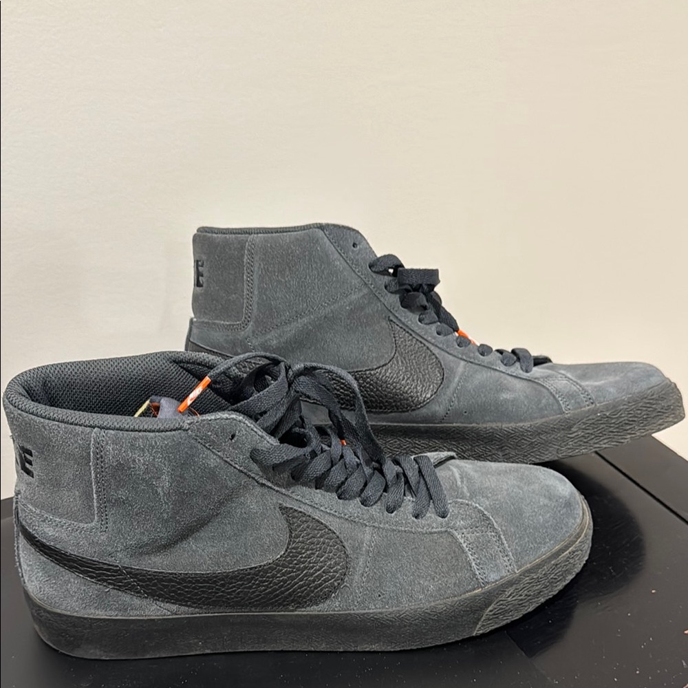 Nike Gray High-Top Sneakers with Suede Upper